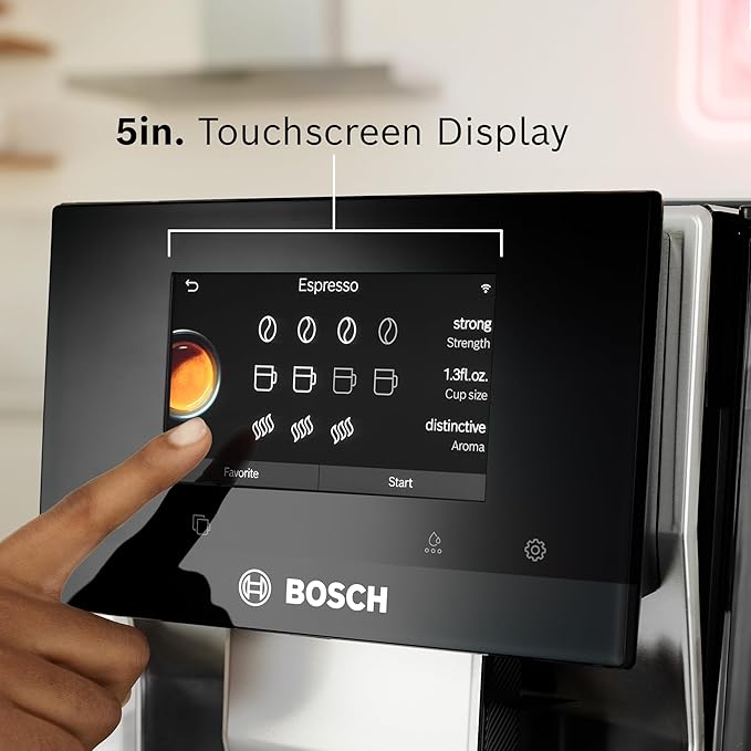 Bosch 800 Series Fully Automatic Espresso and Coffee Machine – 36 Drinks with Coffee World, Cold Brew, Double Cup, Integrated Milk Container, Smart Features, in Silver TQU60307