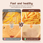 6.0 QT Large Digital Air Fryer with Window for Kitchen Use,Nonstick Made without PFAS, Touchscreen Display,400F,Customized Temp/Time,NonStick Basket,Black