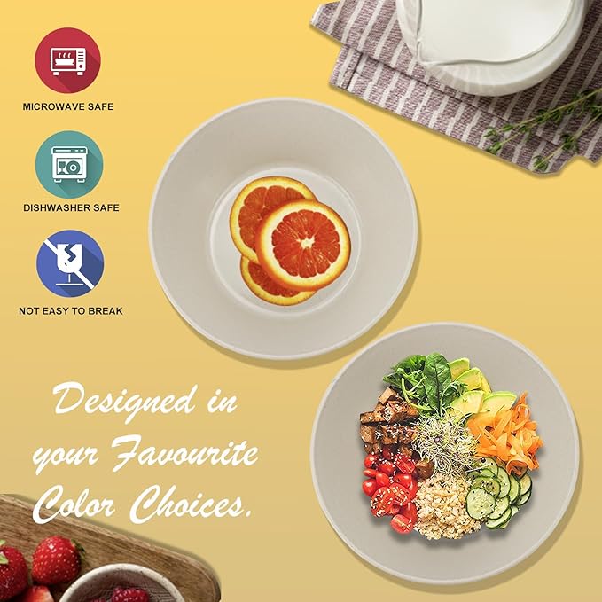 Wheat Straw Bowl Sets,6 PCS Unbreakable Cereal Bowl 36 OZ,Microwave and Dishwasher Safe Bowls,Soup Bowl Sets for Serving Soup,Oatmeal and Salad （Beige）