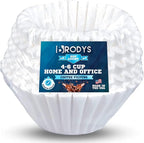 Brodys Coffee Filters 4-6 Cups - Junior Basket Style (200 Count), White Paper, Chlorine Free, All-Natural Paper, No Messy Ground Overflow