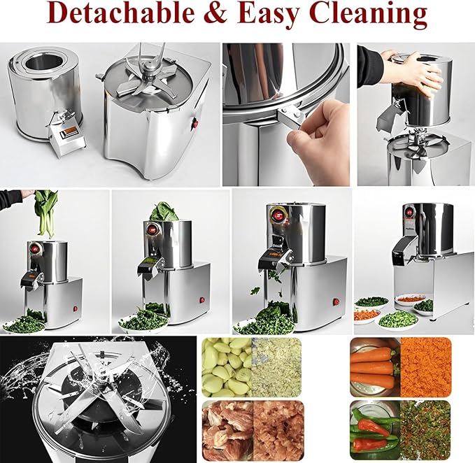 Commercial Electric Food Processor 550W – Heavy Duty Vegetable Chopper Machine – Stainless Steel Body & Blades – 120Kg/H High Capacity – for Restaurant & Kitchen Use (110V)