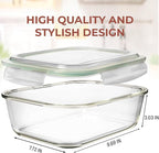 Razab 10 Cups/ 80 Oz 4 Pc (Set of 2) Glass Food Storage Containers with Airtight Locking Lids-For Storing & Serving Food. BPA Free & Leak Proof - Microwave, Dishwasher, Fridge, Freezer and Oven Safe