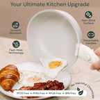 15-Piece White Granite Nonstick Cookware Set – Detachable Handles & Tempered Glass Lids – Stackable & Cool-Touch - Induction & Oven Safe to 480°F - Scratch-Resistant, PFOA & PFOS-Free