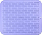 Silicone Dish Drying Mat for Multiple Usage,Easy clean,Eco-friendly,Heat-resistant Silicone Mat for Kitchen Counter or Sink,Refrigerator or Drawer Liner Light Purple XL 18 inches x 16 inches
