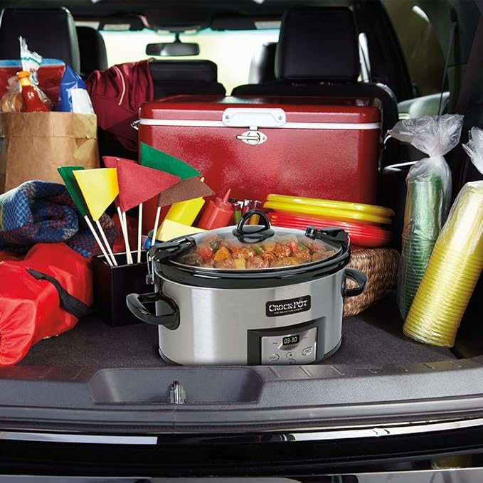 Crock-Pot 6 Quart Cook & Carry Programmable Slow Cooker with Digital Timer Stainless Steel (CPSCVC60LL-S) pack of 1