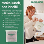 Home Compostable Resealable Gallon Bags (10.5"x10.5"), Microwave & Freezer Safe, Organic Food Storage Container, 30 Count (Pack of 2)