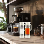 Aelga Coffee Syrup Dispenser, Honey Dispenser, 12 OZ Glass Syrup Bottles with Handle, No Drip Pouring, Coffee Bar Accessories for Coffee and Tea, White 2 Pack