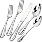 18/10 Stainless Steel Flatware, Heavy Duty Silverware Set for 8, Forged Thick Kitchen Silverware, Dishwasher Safe, Ideal for Gift