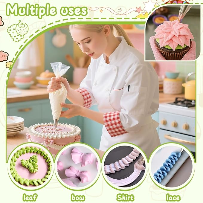 Suuker Leaf Piping Tips, 5 Pieces Stainless Steel Piping Tips, Cake Decorating Supplies, DIY Baking Supplies Cake Decorating Tools