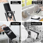 Upgrade Safe Mandoline Slicer for Kitchen, 5 in 1 Vegetable Chopper, Mandolin Potato Slicer with Thickness Adjuster, French Fry Cutter, Veggie Dicer Faster Kitchen Slicer for Meal Prep Black