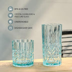 BELLAFORTE Shatterproof Tritan Plastic Tall Tumbler, Set of 4, 18oz - Myrtle Beach Drinking Glasses - Unbreakable Drinking Glasses for Parties - BPA Free - Teal