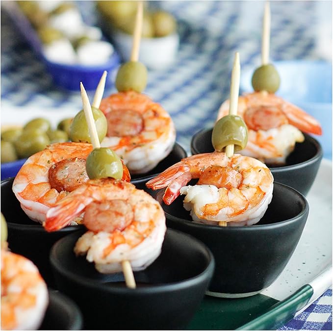 RoRo Handmade Matte Black Ceramic Conical Sauce Bowls - 3 Ounce, Set of 4, Elegant Artisan Crafted Dishes for Dips, Spices, and Condiments, Lead-Free and Cadmium-Free