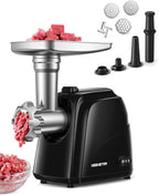 Electric Meat Grinder, Sausage Stuffer Maker Food Grinder with Blade & 3 Plates, Sausage Stuffer Tubes & Kubbe Kit, Heavy Duty Meat Mincer Machine for Home Kitchen Use