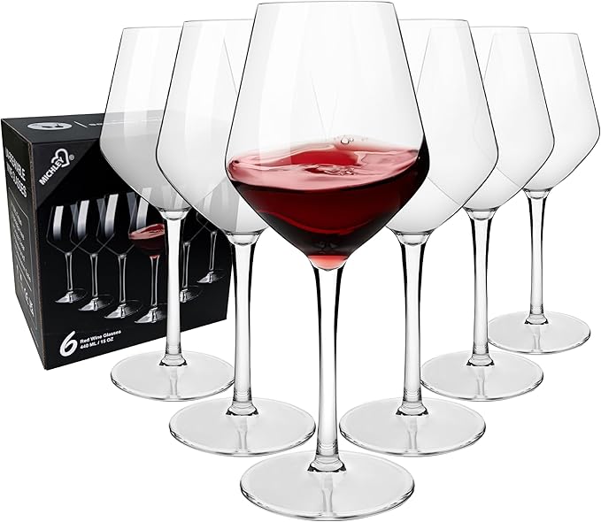 MICHLEY Unbreakable Stemmed Wine Glass 100% Tritan Plastic Dishwasher available Glassware 15 oz, Set of 6