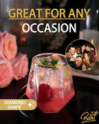 40 Pcak Plastic Stemless Wine cocktail Whiskey Champagne Glasses, 12 Oz Gold Rim Disposable Clear Unbreakable Cups for Party Bars Wedding Tasting (Diamond-shaped)