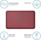 NewLife by GelPro Anti-Fatigue Designer Comfort Kitchen Floor Mat, 20" x32”, Leather Grain Cranberry