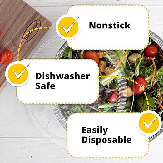 IDL Packaging 9" Round Aluminum Foil Pans with Dome Lids (Pack of 25) - Disposable Aluminum Container with Clear Plastic Lids - Great for Baking, Cooking, Serving