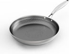 COOKING KING 12-Inch Stainless Steel Pan, Hybrid Nonstick Frying Pan, Skillet, 3-Ply Clad Cookware, Even Heat Distribution, Dishwasher & Oven Safe, with Stay-Cool Handle, Induction Compatible