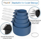 TILUCK Measuring Cups & Spoons Set, Stackable Cups and Spoons, Nesting Measure Cups with Stainless Steel Handle, Kitchen Gadgets for Cooking & Baking (Blue)