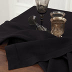 Solino Home Linen Tablecloth 60 x 108 Inch - Classic Hemstitch 100% Pure Linen Black Table Cloth for Rectangle Tables - Machine Washable Tablecloth for Summer, Fall, Autumn, Halloween