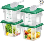 4 pcs 6qt Food Storage Containers with Lid, Square Clear Commercial Storage Containers with Handle and Scale for Food Storage in Home Kitchen & Dining (Green)