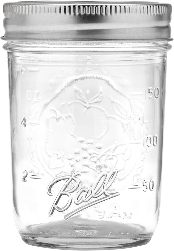 Ball Half Pint (8 oz.) Regular Mouth Glass Mason Jars w/ Cap - Set of 12 AEP