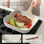 Kikcoin 16Pcs Pots and Pans Set Nonstick Ceramic Cookware Sets Induction Kitchen Cooking Set Non toxic Healthy Non Stick w/Grill Pan,Saute Pan, Ceramic White