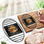 Roasting Rack, Black with Integrated Feet, Enamel Finished, Nonstick, fit for 15 inches oval roasting pan, safety, dishwasher, Great for Basting, Cooking, Drying, Cooling rack. (12.5”x 8.5”)