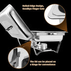 Chafing Dish Buffet Set, 8 Qt Stainless Steel Rectangle Catering Warmer Server for Parties, Dinners, Catering, Buffet and Weddings (5 Pack)