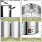 Commercial Coffee Urn 24L 160Cup Stainless Steel Quick Brew Hot Dispenser for Catering, Commercial Grade Large Capacity Coffee Maker For Meeting Rooms, Church, School, Stainless Steel