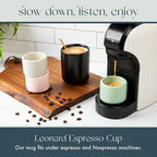 Folk Ceramics Leonard Ceramic Espresso Cups | Modern Stackable Demitasse Mugs for Espresso | Double Walled, Handleless, Durable, Dishwasher & Microwave Safe | 3oz, Set of 2 | Misty Green