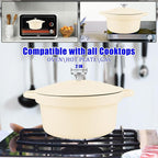 CUKOR 7QT Dutch Oven Pot With Lid, Enameled Cast Iron Dutch Ovens for Sourdough Bread Baking, Non-Stick Ceramic Dutch Oven Cooking Pot, Oven Safe, White (10 Pcs Bread Paper Liners)