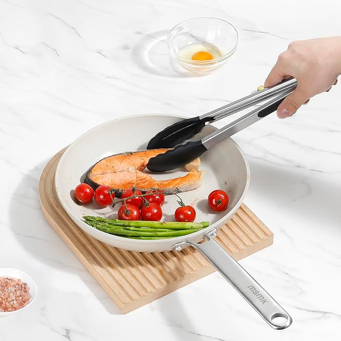 MsMk 8" and 10" Ceramic cookwaer set Non Stick Frying Pans, Nonstick Skillets Sets, PFOA Free Non-Toxic, Scratch-resistant, Oven-Safe, Induction Compatible with All Cooktops
