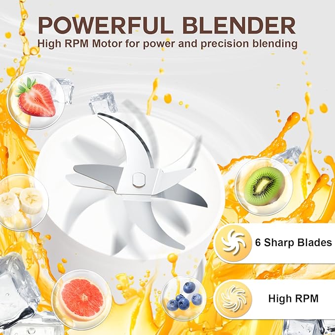 MOJOCO Portable Smoothie Blender – 30oz Personal Blender with Insulated Cup for Smoothies & Shakes – Rechargeable/Cordless, Leakproof, Food-Grade Small Juice Maker for Home, Office, Gym, Travel, RV