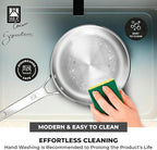 BRA COOKWARE Signature Deep Frying Pan | 9.5 inches Professional High Skillet | Stainless Steel Deep Frying Pan | All Stovetop Compatible | PFOA Free | w/o Non-Stick Coating | Polished Finish