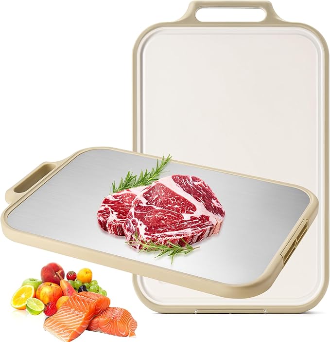 Titanium Cutting Board, Double Sided Cutting Board for Kitchen with Food Grade Pure Titanium and Wheat Straw PP, Easy to Clean, Stand-Up Design