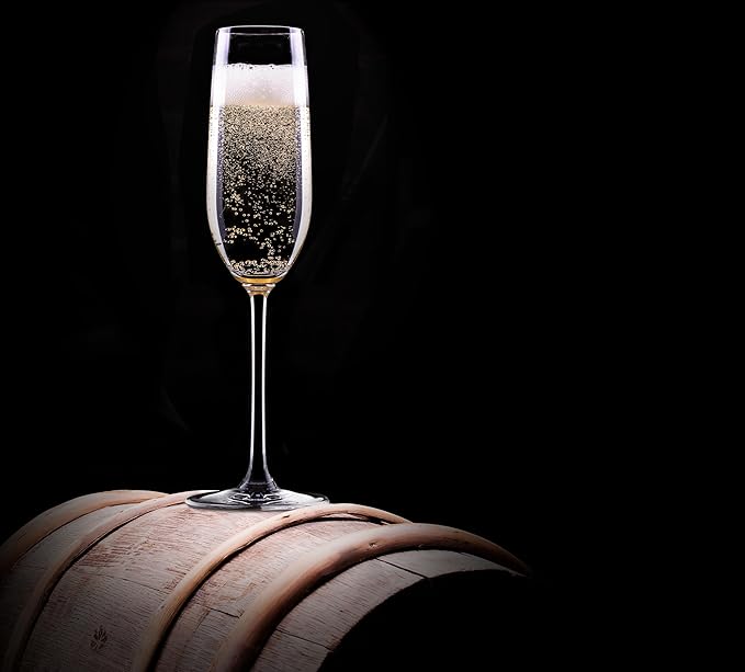 Champagne Glasses | Made in Europe | Set of 4 | Sheer Rim | 7 Fl. Oz. | 100% Lead-Free Crystal | Clear Sparkling Champagne Flutes | Perfect for Special Occasions | Gift Idea