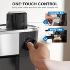 6 Bar Espresso Machine, 800W Compact Coffee Maker with Stainless Steel Cup Warmer, Steam Milk Frother, Automatic Pressure Relief, Cappuccino & Latte Maker, Black, for Home and Office