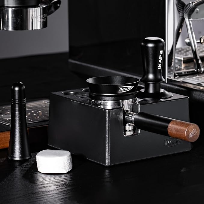 IKAPE 53.3mm Espresso Tamper, Spring-loaded Calibrated Tamper with Titanium Ripple Plating Base, Compatible with 54mm Breville Espresso Bottomless Portafilter
