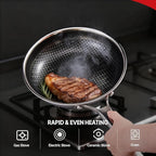 ROVSUN 10 Pcs Non-Stick Cookware Set, Stainless Steel Pots and Pans Set with Lids, Non-Toxic Kitchen Set Chef's Pan, PFOA & PTFE Free, Compatible for All Cooktops