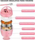 Thermo Food Jar for Hot Food Adults 32OZ Soup Thermo Lunch Containers Wide Mouth Vacuum Insulated Stainless Steel Leakproof Bento Box with Spoon (Pink2)