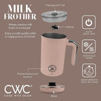 COOK WITH COLOR 4-in-1 Electric Milk Steamer and Frother - 2-Minute Heating and Frothing, Hot and Cold Foam Maker for Coffee, Latte, Cappuccino, Macchiato, Milk Warmer, Auto Shut Off, Blush