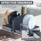 Foldable Dish Drainer Rack with Removable Cutlery Holder Stainless-Steel Dish Drying Rack with Dual Parts, Space-Saving Dish Rack, Rustproof Utensil Drainer for Kitchen Counter, Gray/Steel