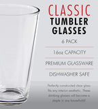 Pint Beer Glasses Set of 6 – 16 oz Tall Clear Drinking Glasses and All Purpose Tumblers – Heavy Base Cocktail, Water, Juice Glass – Pub Style Design For Home Dining, Bars, and Parties