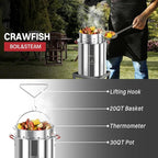 30QT & 10QT Outdoor Fryer | Turkey Fryer | Seafood Boil Pot | Cover & Skimmer Included | 50,000BTU Propane Burner | Aluminum Deep Fryer Pot with Basket | Crab, Seafood & Crawfish Boiler