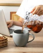 Coffee Mugs Set of 4, 16 oz Ceramic Coffee Cups for Latte, Tea, Milk, Cereal, Cappuccino, Stoneware Tea Cups for Housewarming Wedding Gifts, Microwave & Dishwasher Safe, Pebble Gray