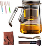 YJX Magnetic Glass Teapot, 25.4oz Small Enchanted Brewing Tea Pot, Witchcraft Magic Borosilicate Tea Set with Strainer for Loose Leaf or Herbal, Exquisite Kettle Gift for Tea Lovers(Silver)