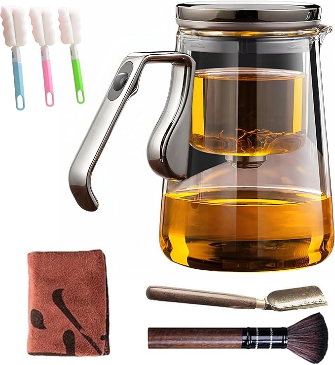 YJX Magnetic Glass Teapot, 25.4oz Small Enchanted Brewing Tea Pot, Witchcraft Magic Borosilicate Tea Set with Strainer for Loose Leaf or Herbal, Exquisite Kettle Gift for Tea Lovers(Silver)