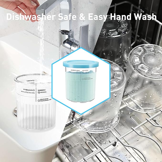 for Ninja Creami Deluxe Pints and Lids 4 Pack,24OZ Creami Deluxe Pint Containers Family Creami Deluxe Pint Containers for Ninja Creamy Deluxe NC501 NC500 Series (Dishwasher Safe Reusable Leak Proof)