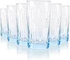 REATIVELAND Solid Color Drinking Glasses Set of 6, 13.5 OZ Wind-blown Ripples Glass Tumbler Glassware for Water, Juice, Different Options for Home, Restaurant, Hotel, Bar, Blue